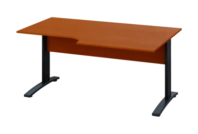 ERK 18 - 168 stůl kancelářský, rohový, pravý, kovová podnož černá, deska 18 mm, široký 1600 mm, třešeň šumavská